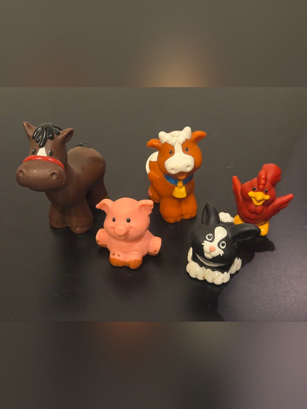 Vintage Little People Farm Animals - Horse Cow Chicken Pig In Mud Rabbit